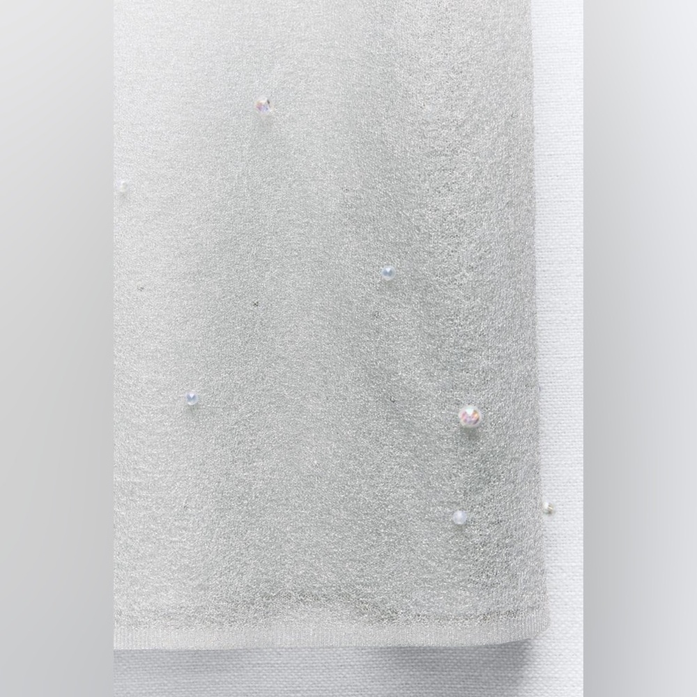 Zara Pearl trim semi sheer knit shirt - Picture 6 of 13